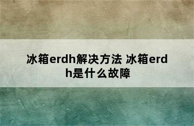 冰箱erdh解决方法 冰箱erdh是什么故障